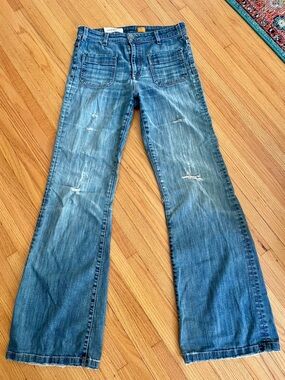 Pilcro and the Letterpress Mid-Rise Wide Leg Distressed Jeans 30